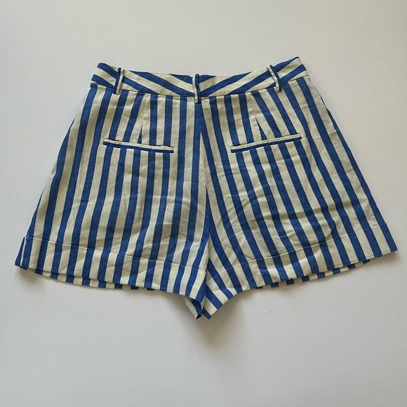 Alice + Olivia Blue & White Striped Linen Blend Shorts Women’s Size 2 - Picture 4 of 15
